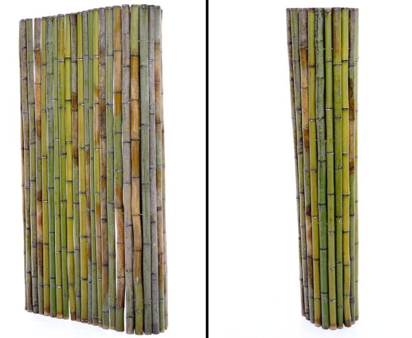 Bambus als Zaun gerollt naturgrün "Bali Big Green" 150x200cm mit 4 bis 5cm Rohre