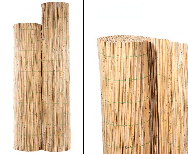 Schilfrohrmatte "Bambussi" 140 x 600cm mit grünem Draht