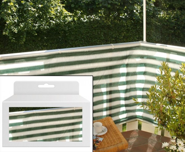 Balkon Sichtschutz "günstig" aus PP Material, 90x500cm, grün/weiß