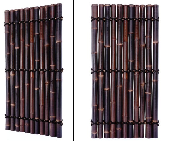 Bambuswand "Apas19" 180x90cm mit schwarzen Bambusrohren Durch. 8 bis 10cm