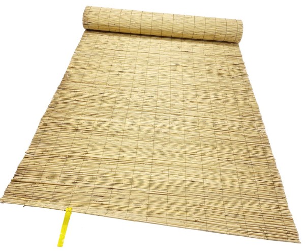 Schilfrohrmatte "Bambussi" 100x500cm mit grünem Draht verwebt