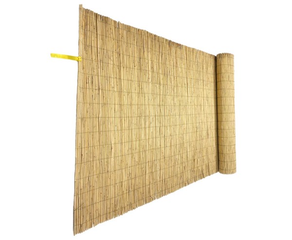 Schilfrohrmatte „Bambussi“ 140 × 600 cm – Natürlicher Sichtschutz mit grün ummanteltem Bindedraht