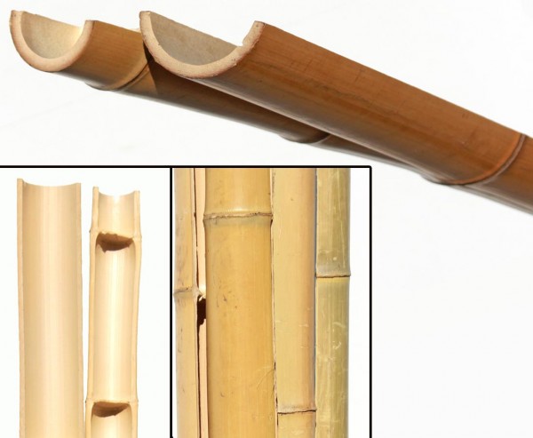 Bambusrohr halbschale Moso gelb, gebleicht, Durch. 6- 7,5cm, Länge 240cm