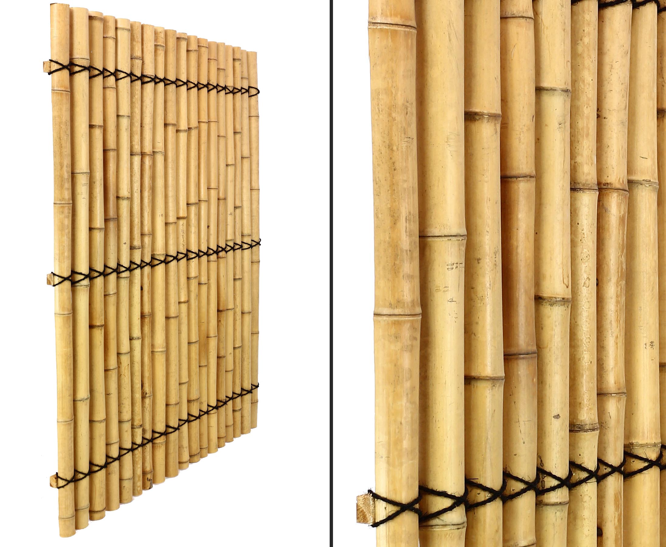 Bambus Element "Apas13" 150x120cm aus schwarz braunen halben Bambusrohre mit 5 b 