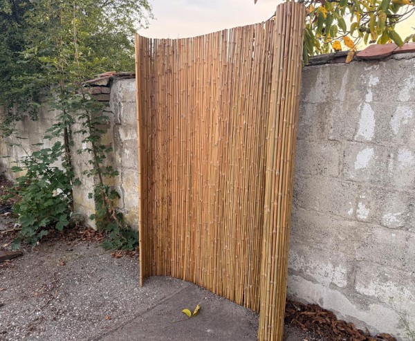 Yogy Bambusrollzaun Cendani Bambusrohre Durch. 1–2 cm H180 x B200 cm mit Edelstahldraht