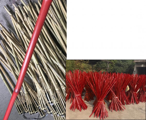 Bambusstangen rot gefärbt, Durch. ca. 4 bis 4,5cm, Länge ca. 300cm