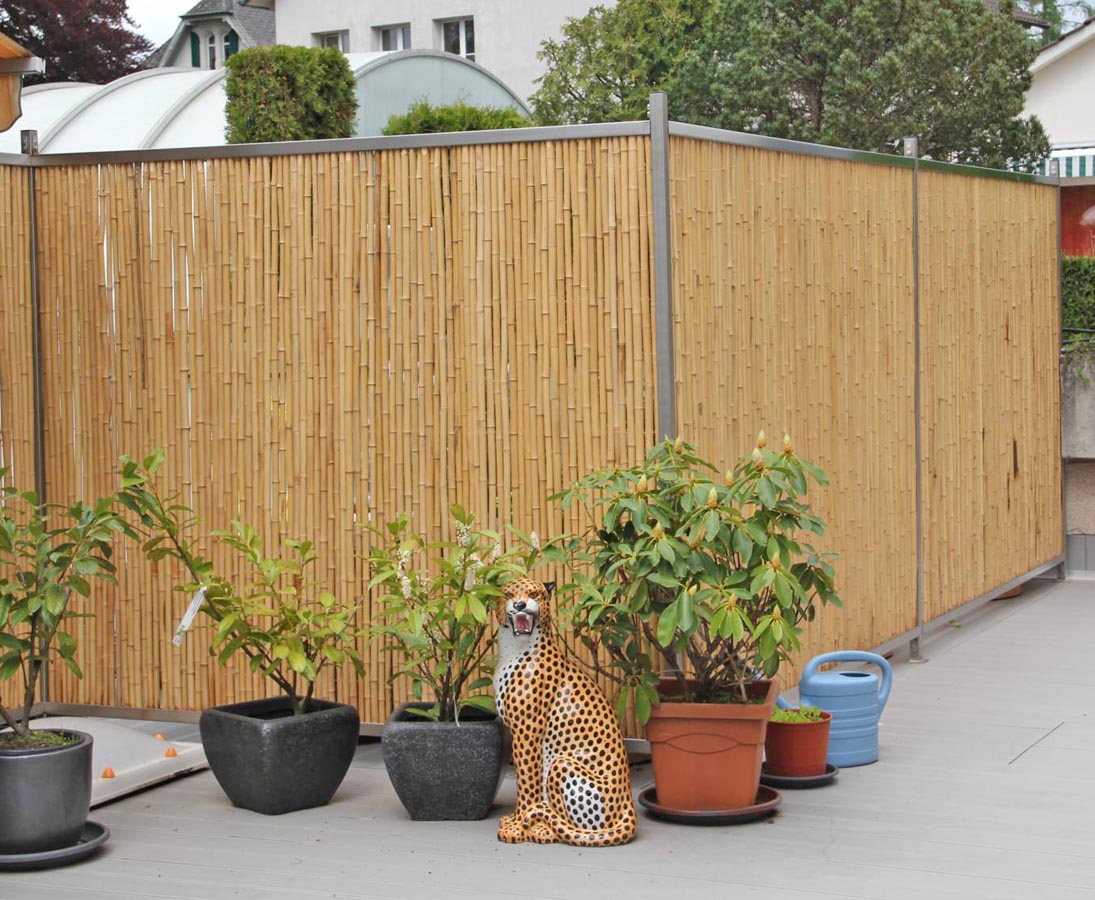 Gartenzaun ESTEXO Bambusmatte Natur Sichtschutz Sichtschutzzaun 1,00m x 4,00m Bambus Zaun Windschutz 